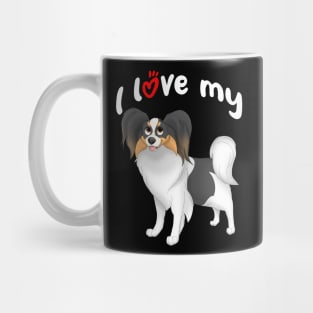 I Love My White, Black & Tan Papillon Dog Mug